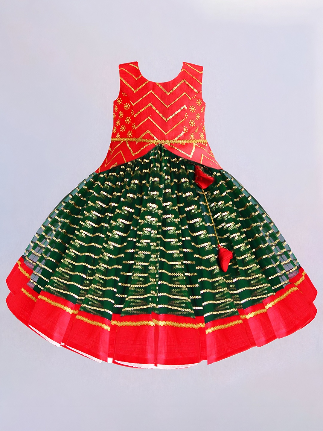 

STANWELLS KIDS Girls Embroidered Sequinned Ready to Wear Lehenga Choli, Red