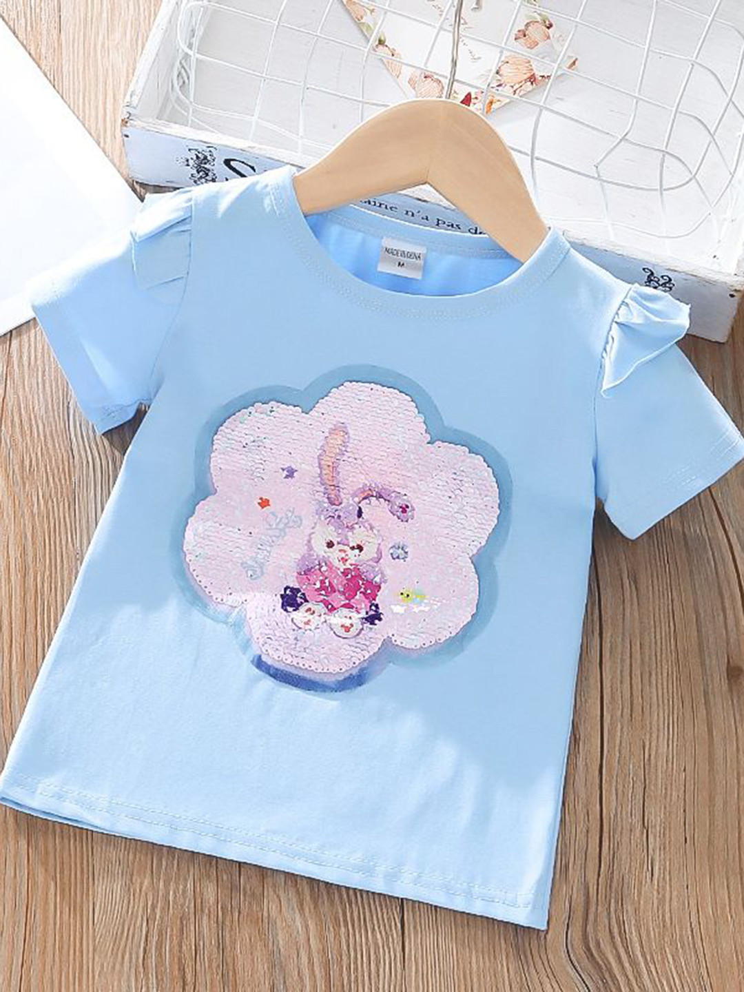 

YK Girls Graphic Printed Round Neck Cotton T-shirt, Blue