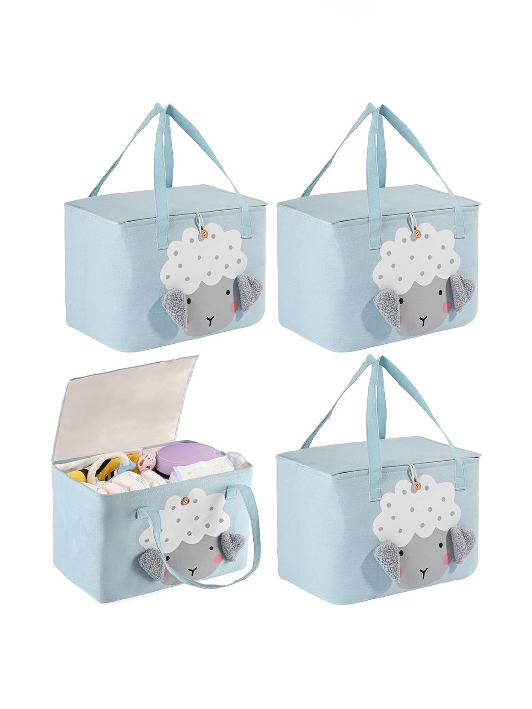 

Kuber Industries Blue Set of 4 Reusable Tote Basket Organisers