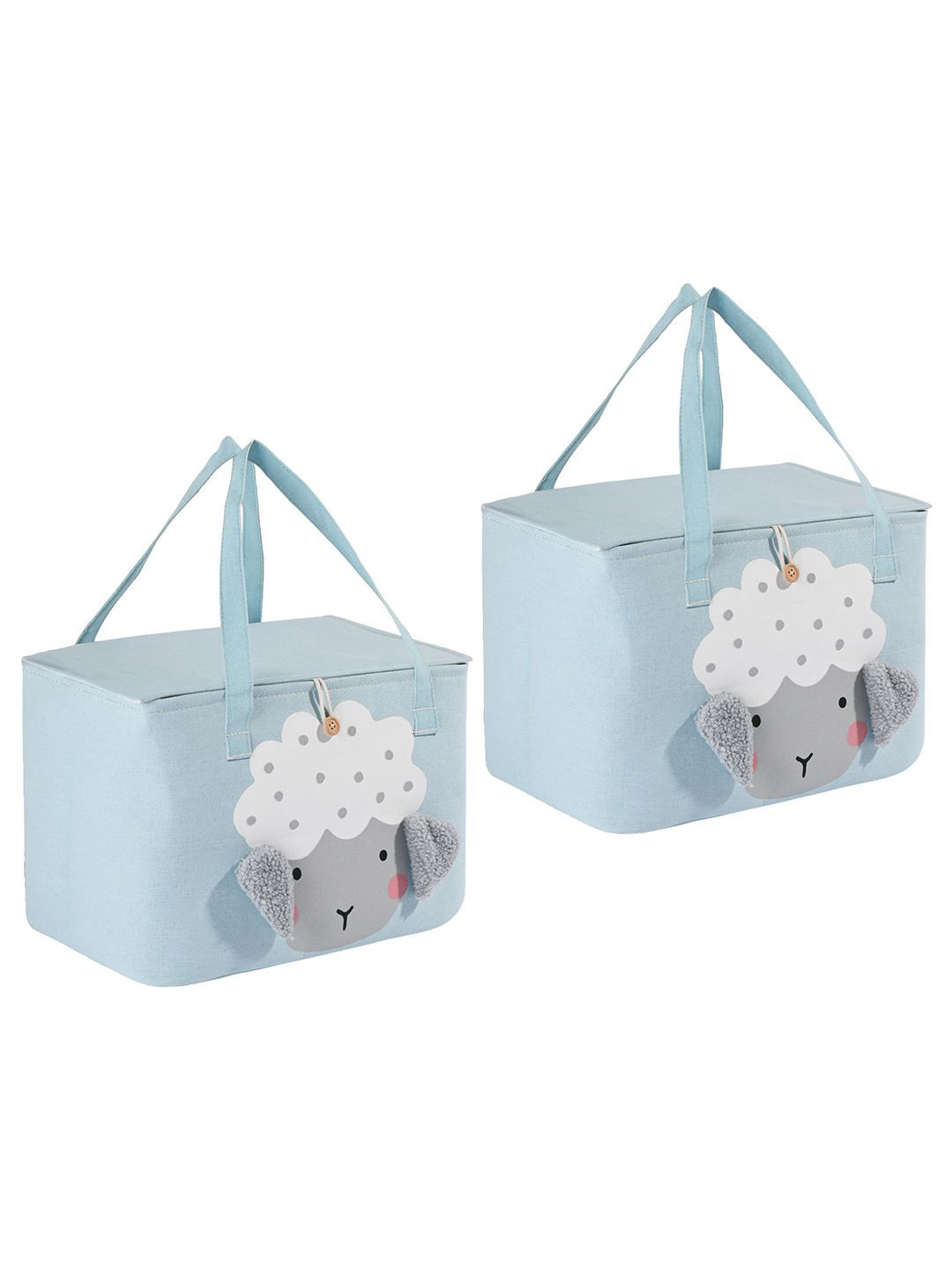 

Kuber Industries Blue & White 2 Pieces Reusable Tote Basket Organisers
