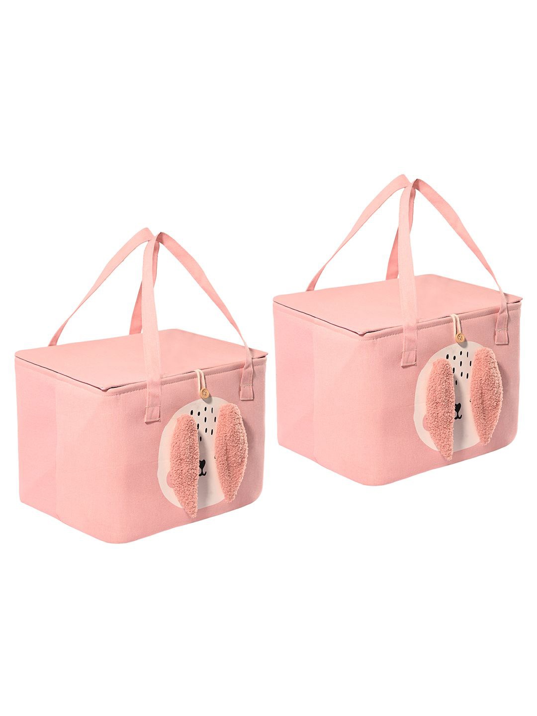 

Kuber Industries Pink 2 Pieces Reusable Tote Basket Organisers