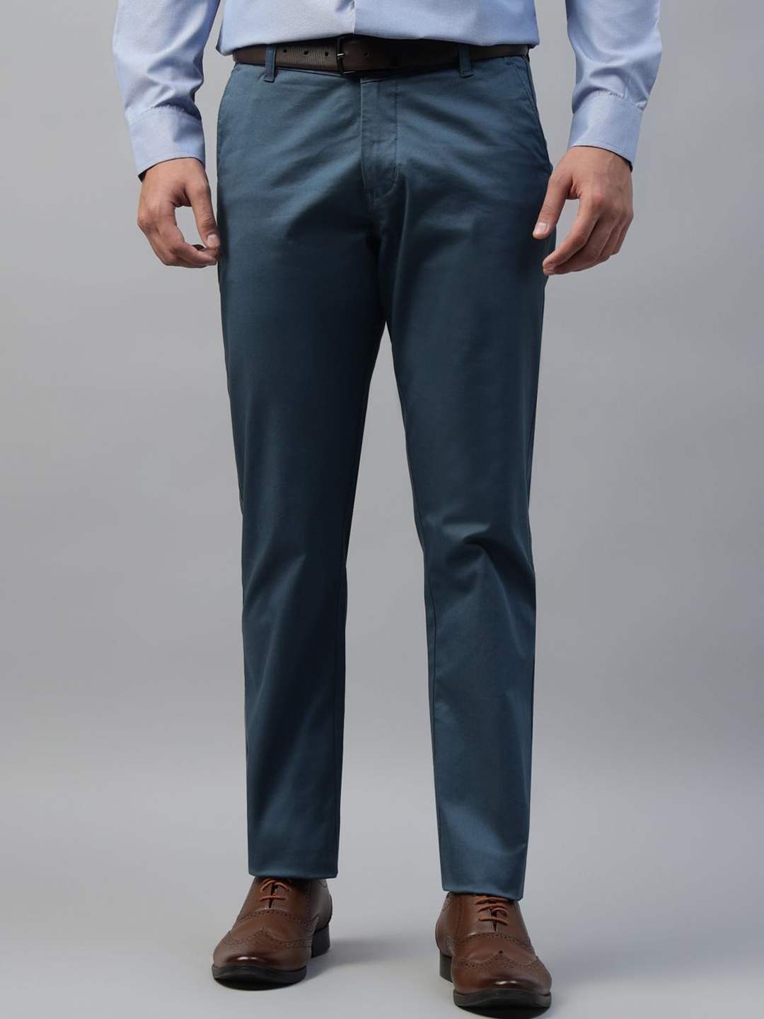 

Men Original Slim Fit Chinos Cotton Elastane Trousers, Turquoise blue