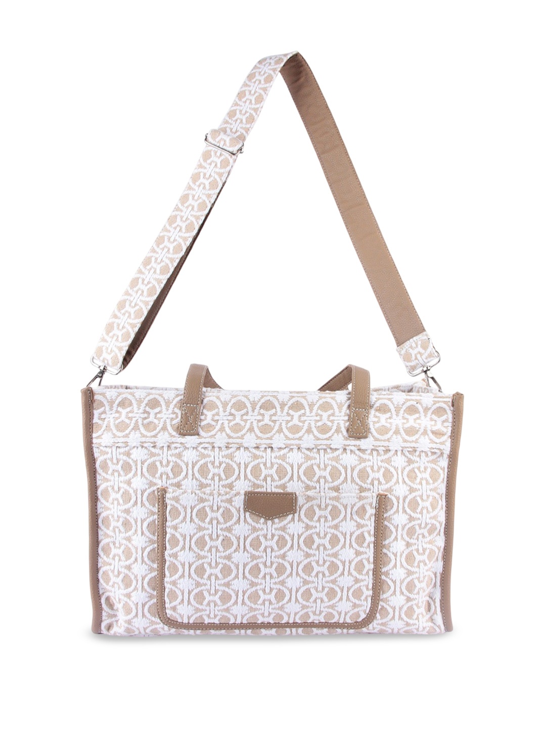 

Mast & Harbour Women Geometric Printed Structured Shoulder Bag, Off white