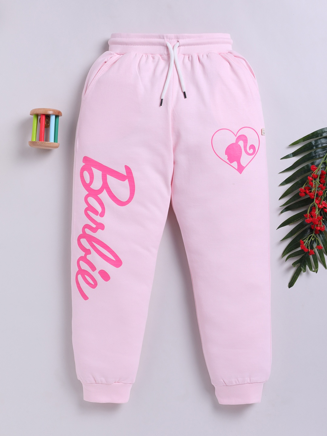 

Happy Faces Girls Barbie Printed Pure Cotton Joggers, Pink