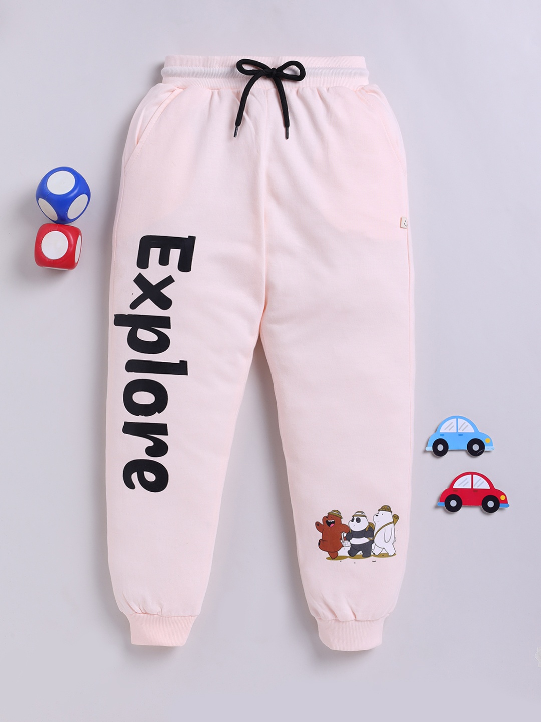 

Happy Faces Boys Printed Pure Cotton Joggers, Peach