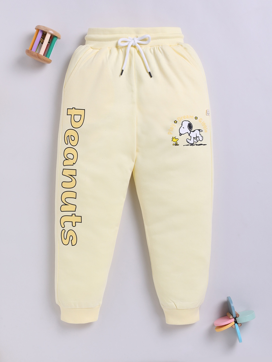 

Happy Faces Girls Peanuts Printed Pure Cotton Joggers, Yellow