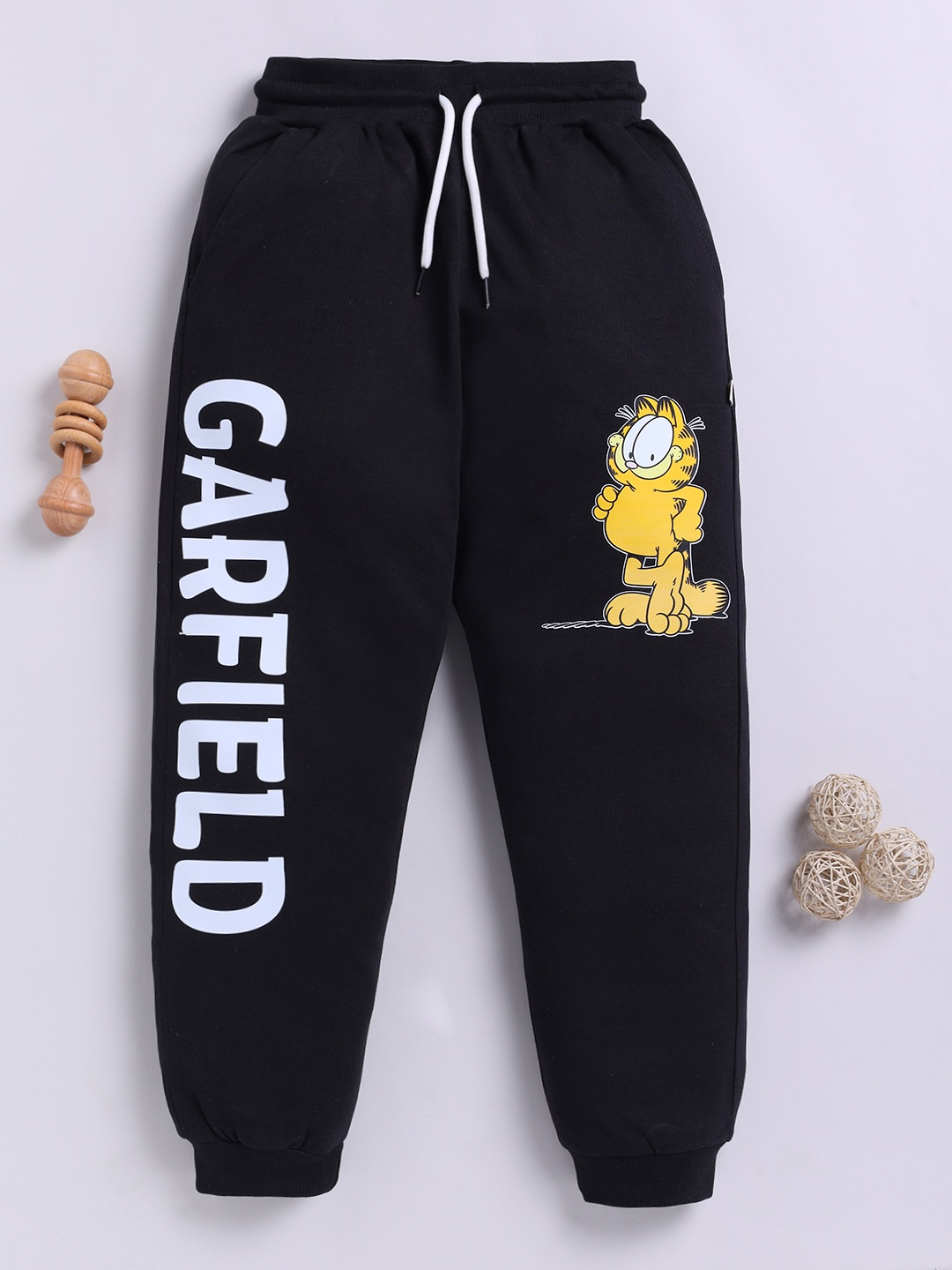 

Happy Faces Boys Garfield Printed Pure Cotton Joggers, Black