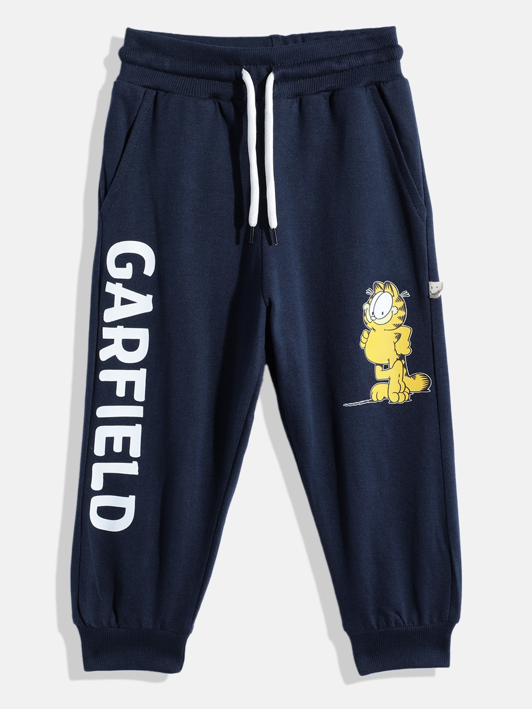 

Happy Faces Boys Garfield Printed Pure Cotton Joggers, Navy blue