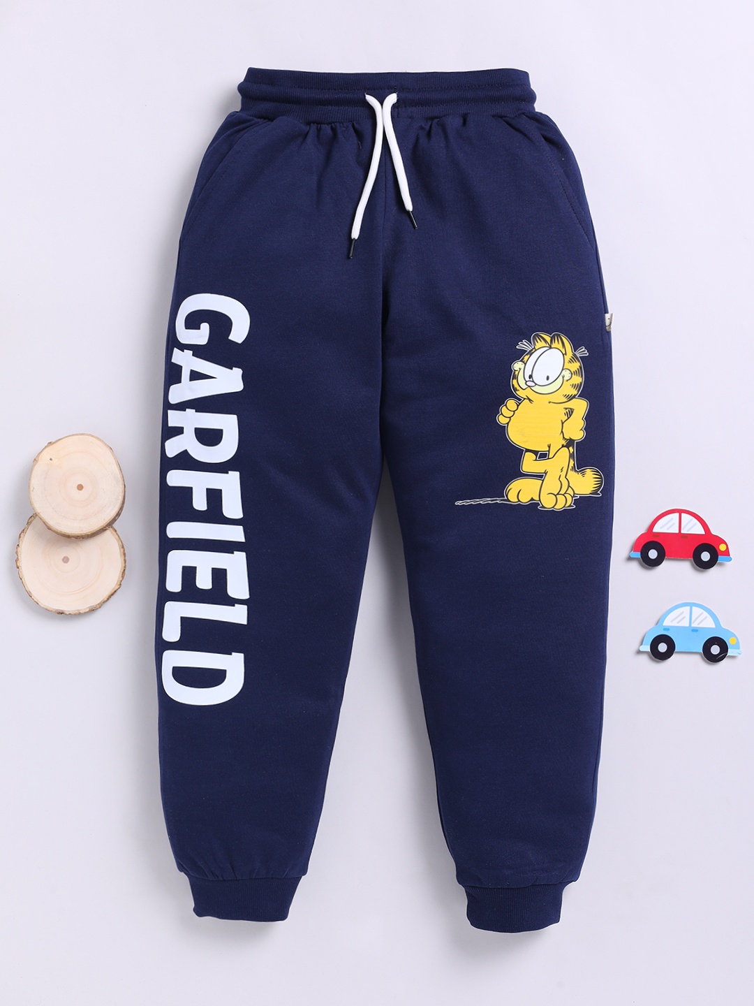 

Happy Faces Boys Garfield Printed Pure Cotton Joggers, Navy blue