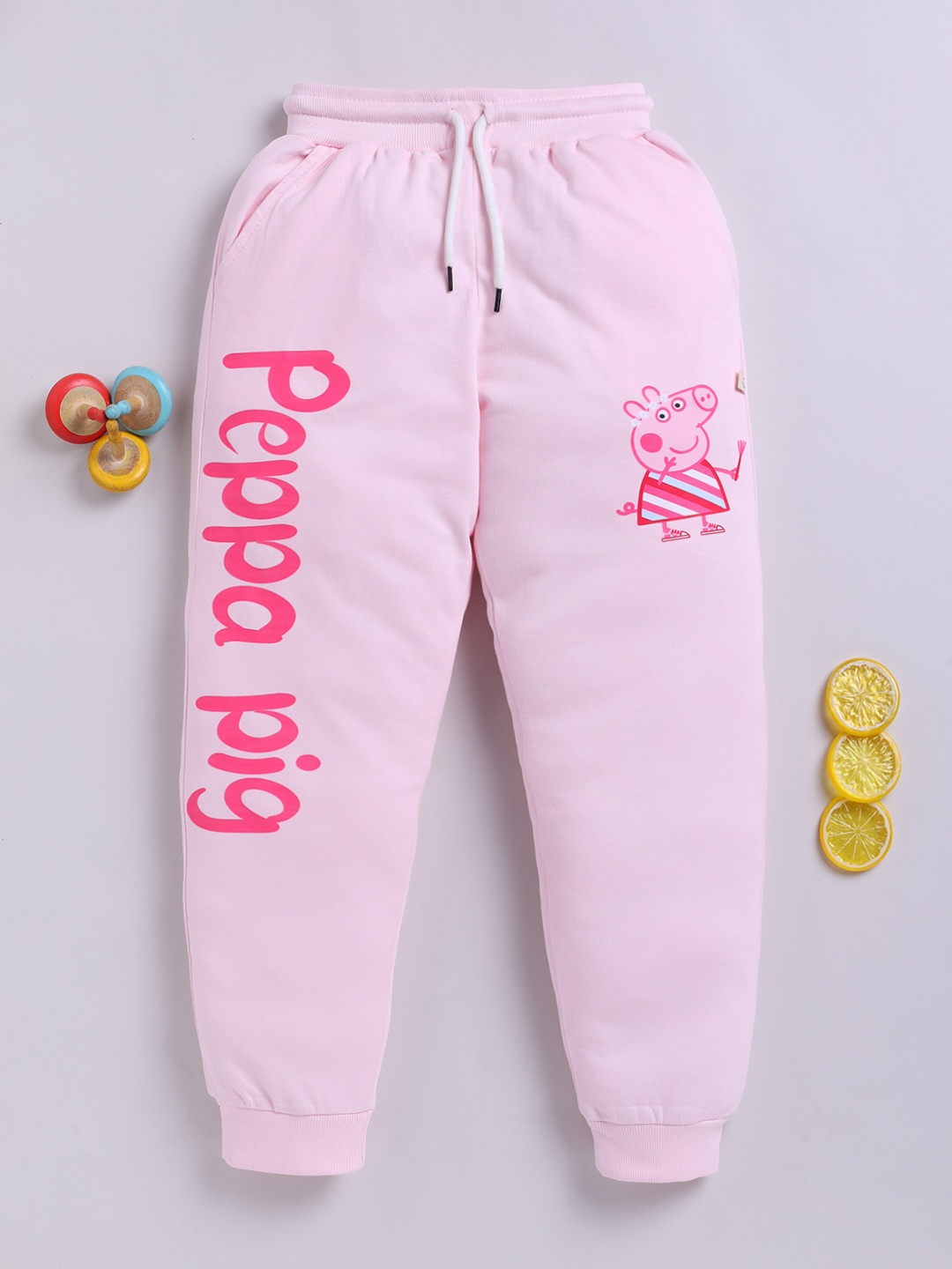 

Happy Faces Girls Peppa Pig Printed Pure Cotton Joggers, Pink