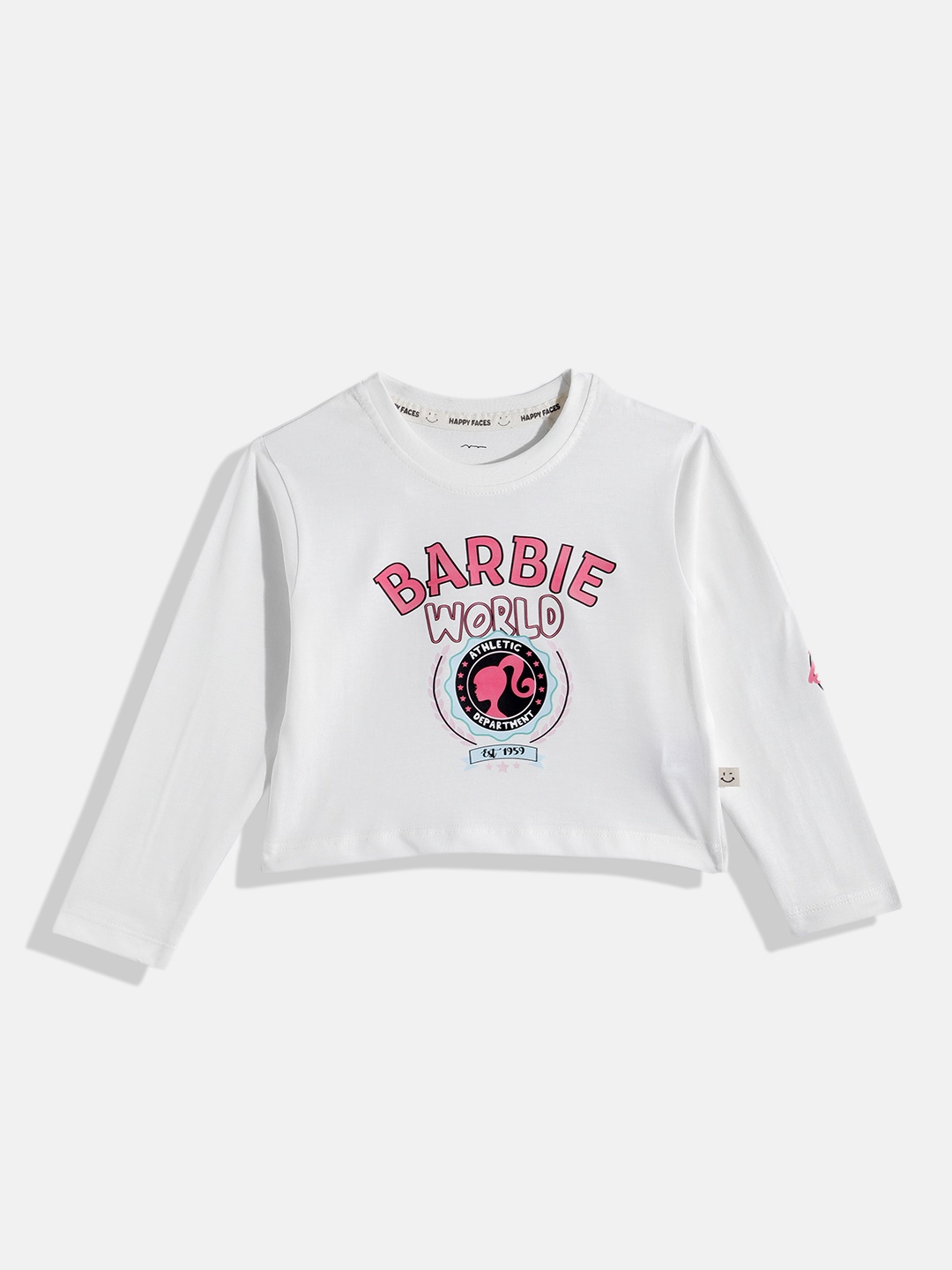 

Happy Faces Girls Barbie Print Pure Cotton T-shirt, Off white