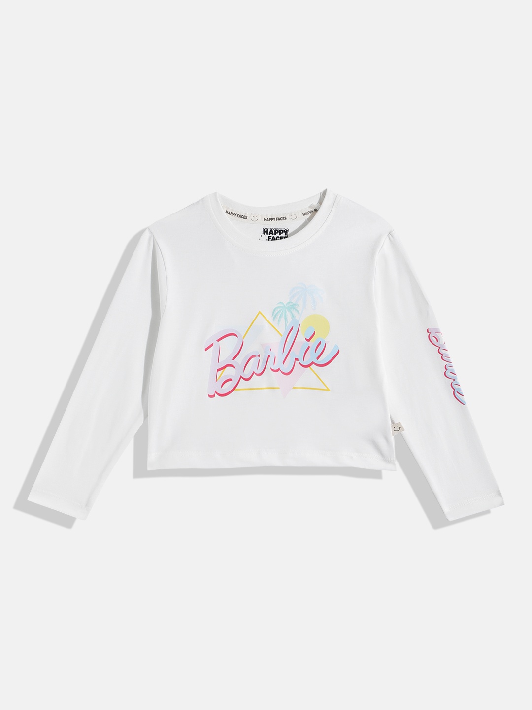 

Happy Faces Girls Barbie Print Pure Cotton T-shirt, Off white