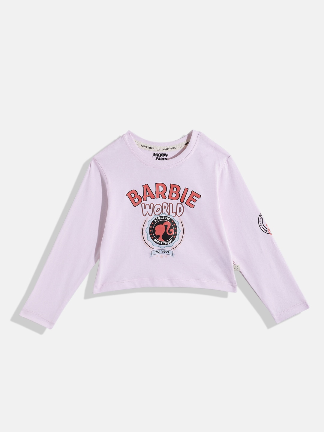 

Happy Faces Girls Barbie Print Pure Cotton T-shirt, Pink