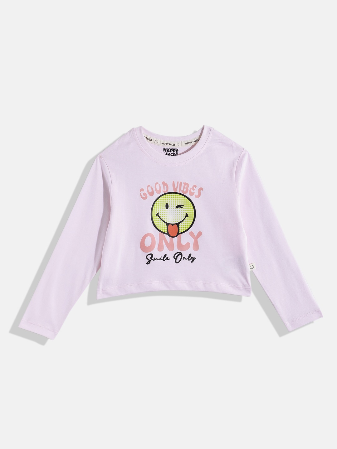

Happy Faces Girls Graphic Print Pure Cotton T-shirt, Pink