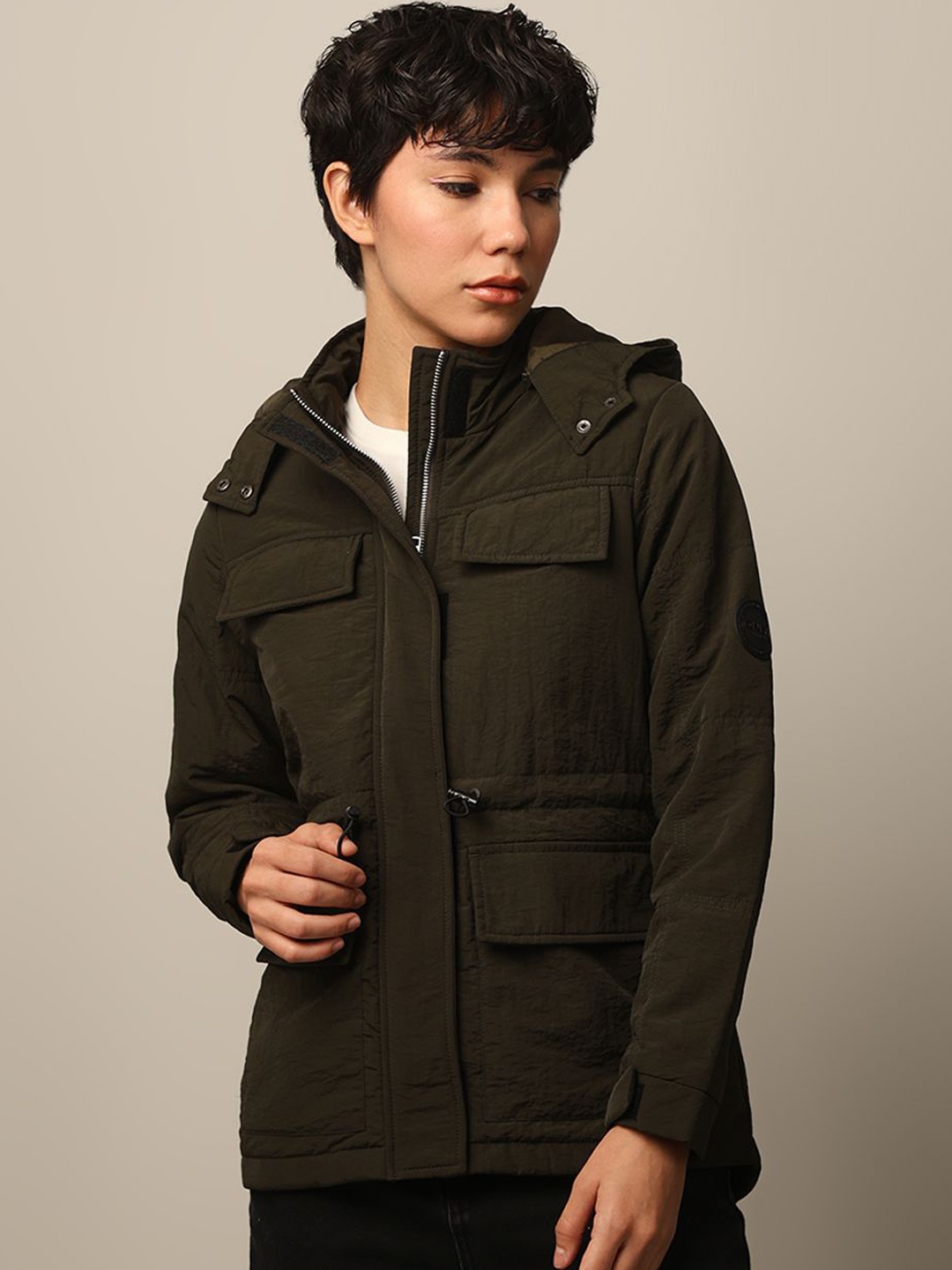 

ONLY Women Solid Tailored Oversized Pockets Jacket, Olive