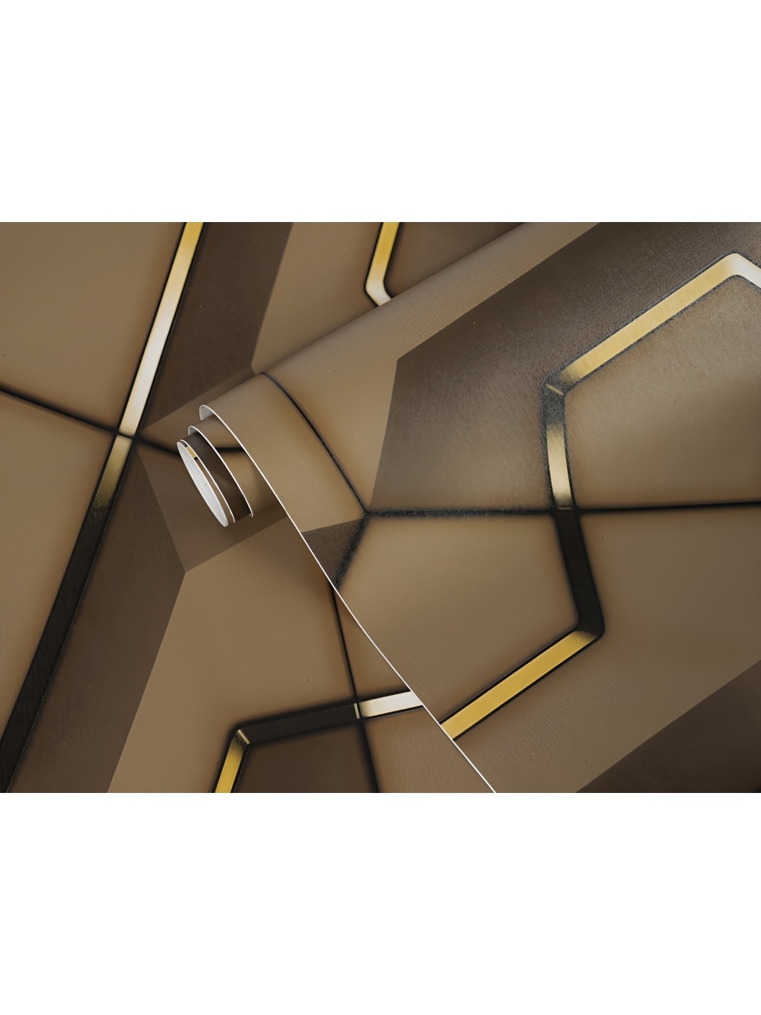 Jaamso Royals Brown & Yellow Printed Self-Adhesive Wallpaper