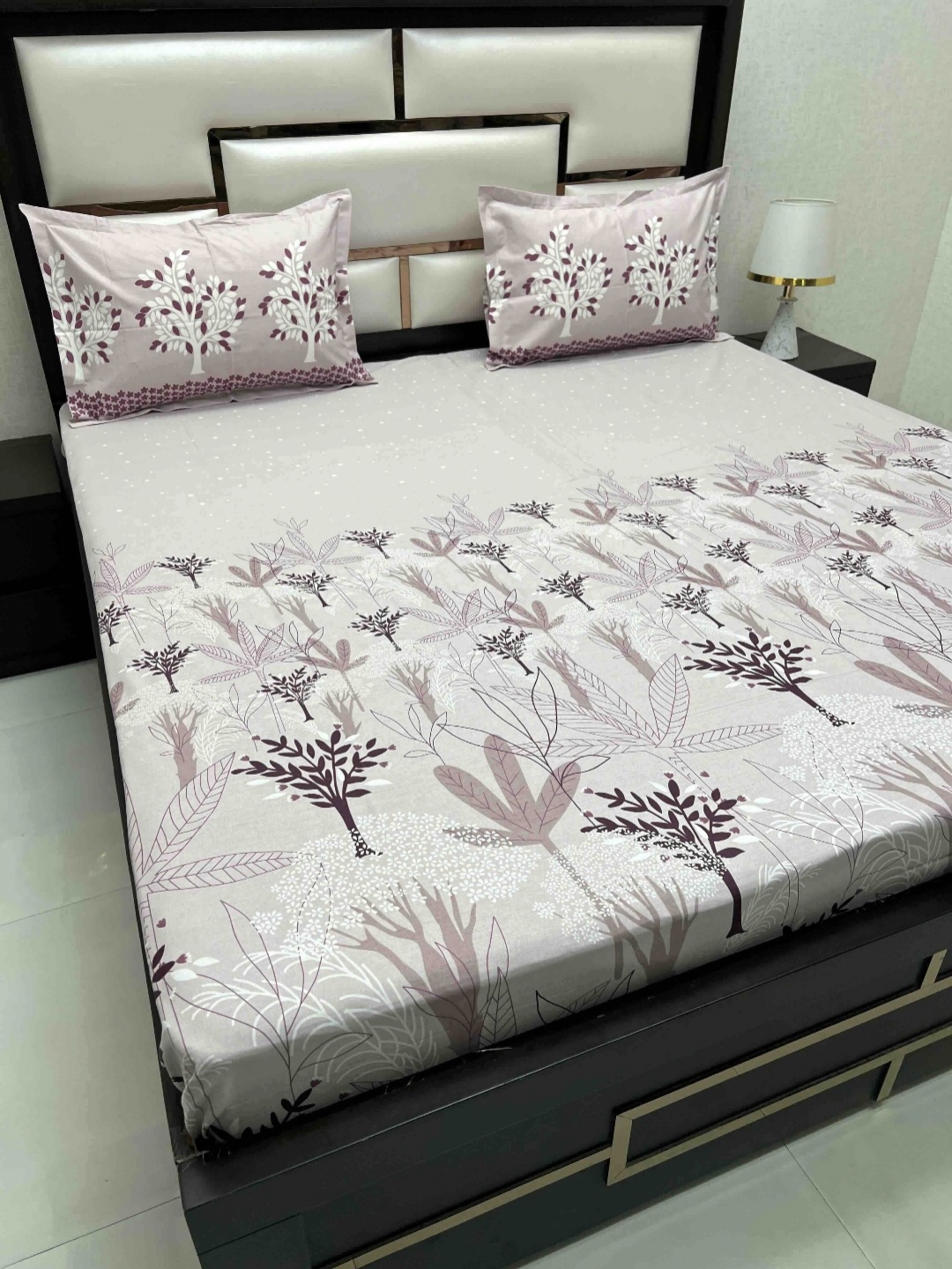 

Pure Decor Cotton King Size Double Bed Bedsheet With 2 Pillow Covers 2.74m X 2.74m, Purple