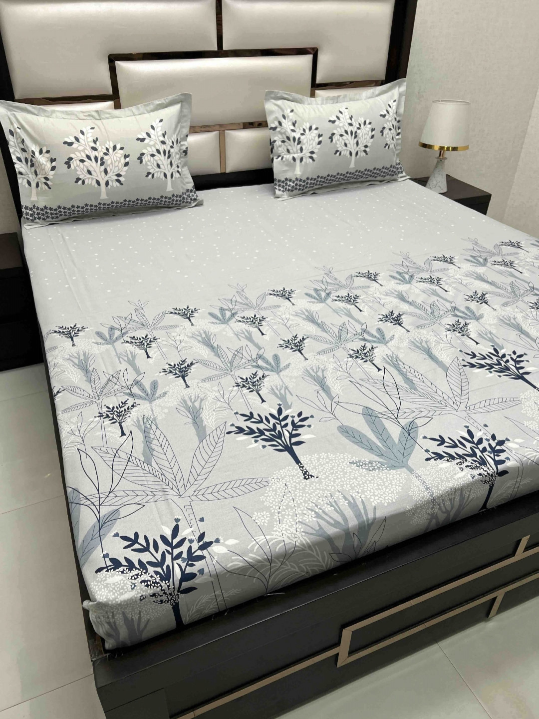 

Pure Decor Cotton King Size Double Bed Bedsheet With 2 Pillow Covers 2.74m X 2.74m, Grey