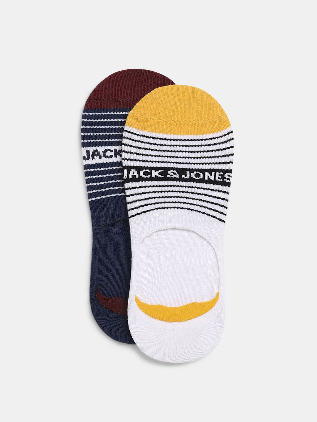 

Jack & Jones Men Pack Of 2 Striped Shoe Liner Socks, White