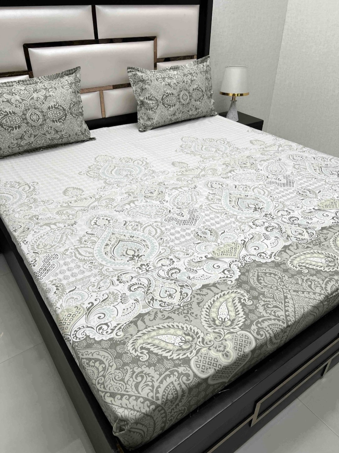 

Pure Decor Cotton King Size Double Bed Bedsheet With 2 Pillow Covers 2.74m X 2.74m, Grey