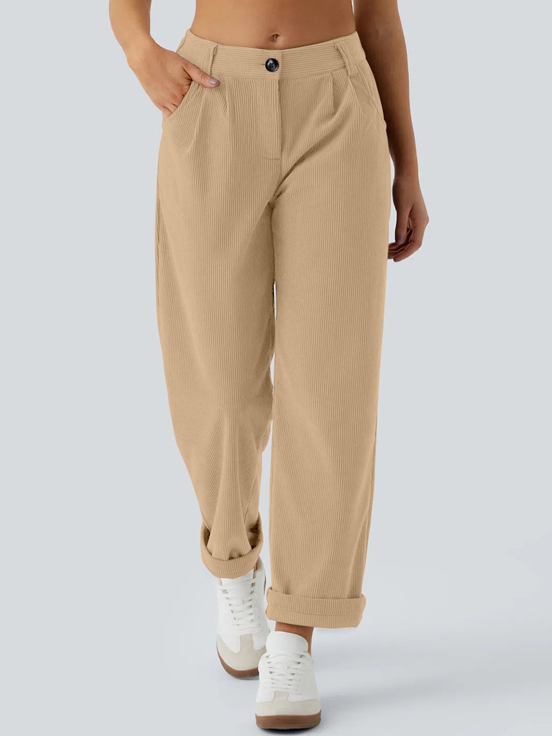 

Kalika Women Loose Fit Trousers, Cream
