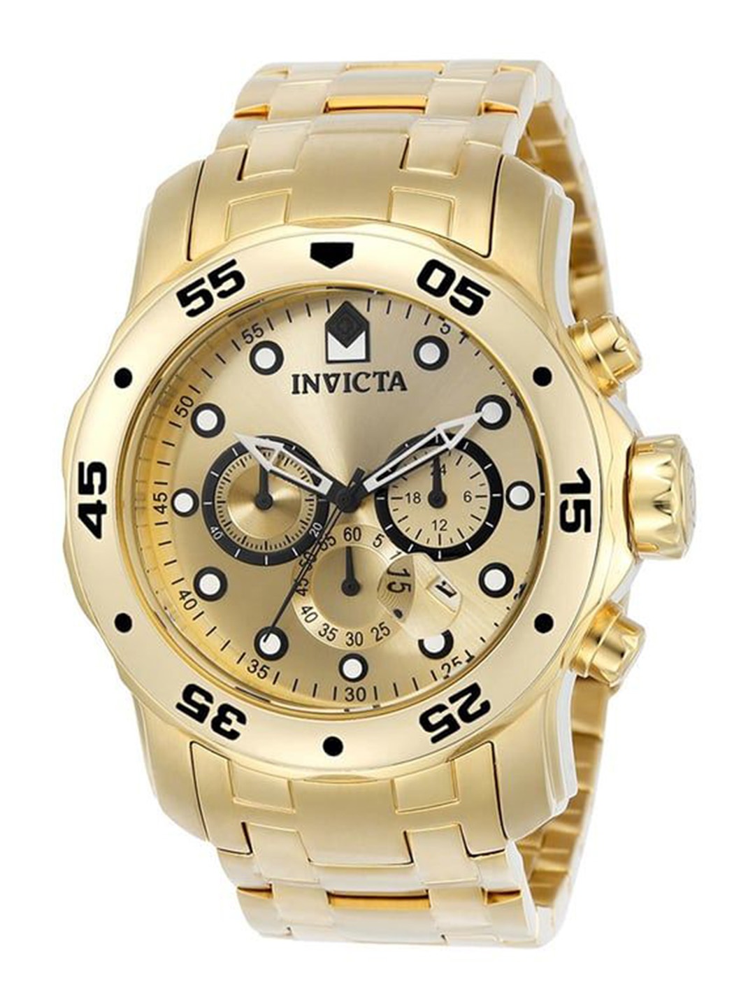 

Invicta Men Dial & Stainless Steel Bracelet Style Straps Analogue Watch 0074, Gold