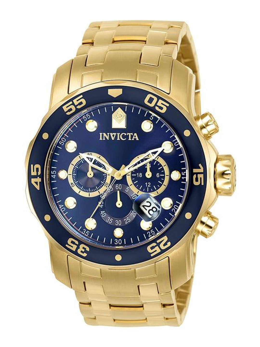 

Invicta Men Dial & Stainless Steel Bracelet Style Straps Analogue Watch 0073, Gold