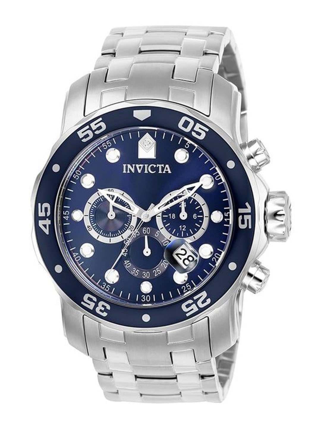 

Invicta Men Dial & Stainless Steel Bracelet Style Straps Analogue Watch 0070, Silver