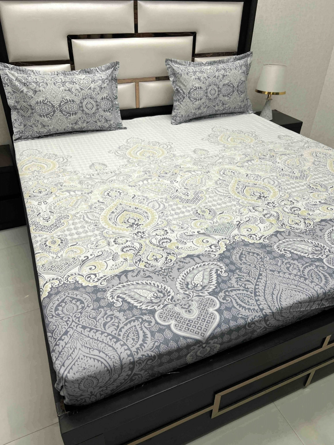

Pure Decor Cotton King Size Double Bed Bedsheet With 2 Pillow Covers 2.74m X 2.74m, Grey