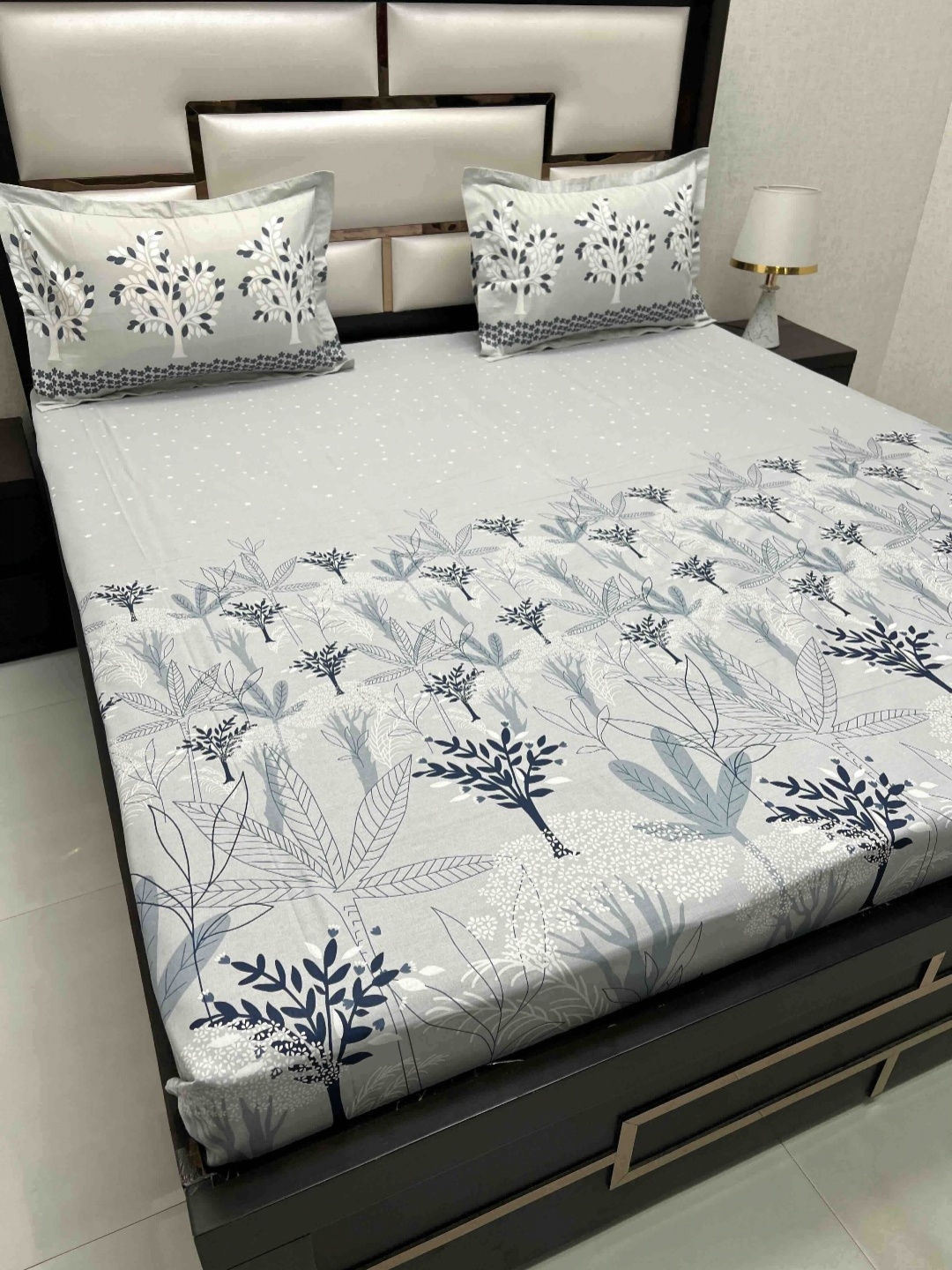 

Pure Decor Cotton King Size Double Bed Bedsheet With 2 Pillow Covers 2.74m X 2.74m, Grey