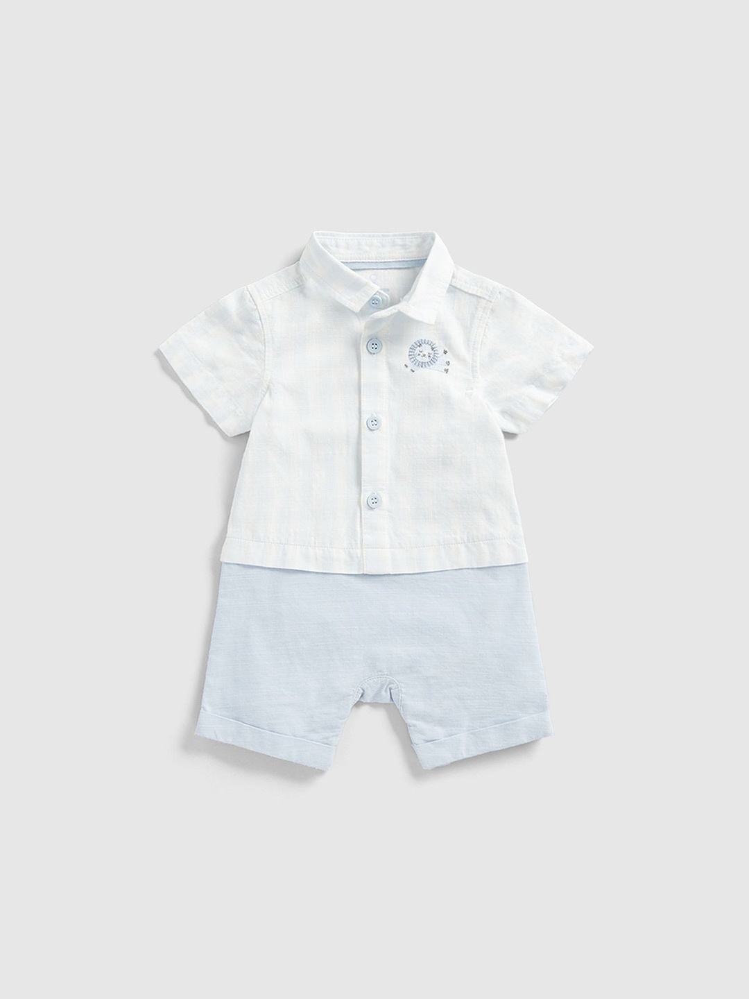 

mothercare Boys Colourblocked Cotton Rompers, White