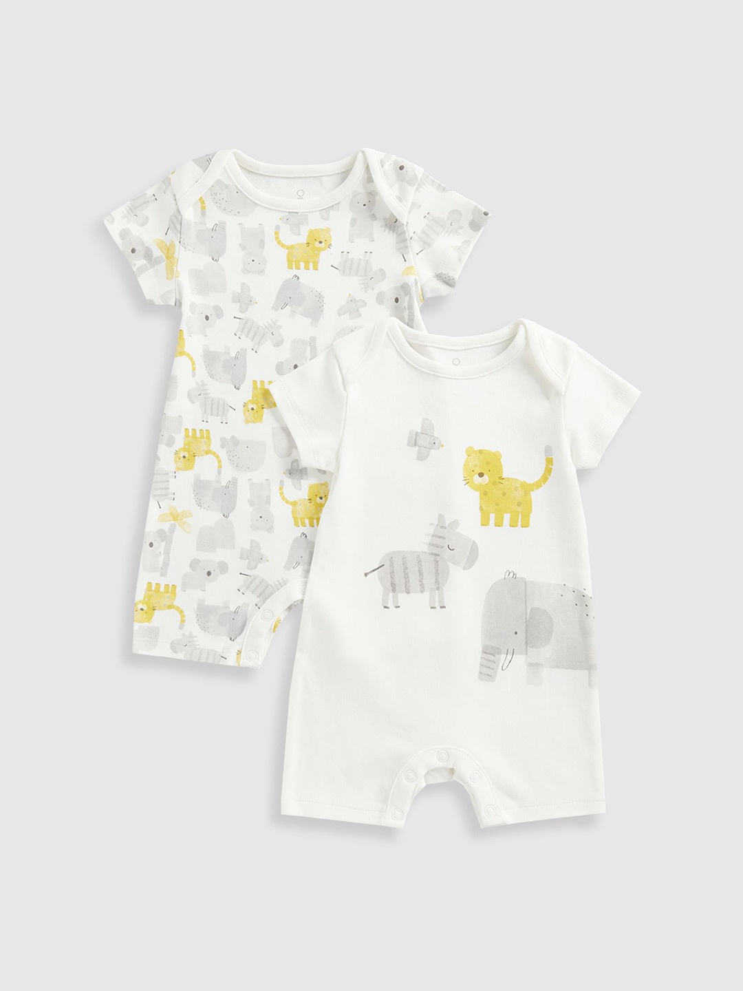 

Mothercare Kids Pack Of 2 Printed Pure Cotton Rompers, White