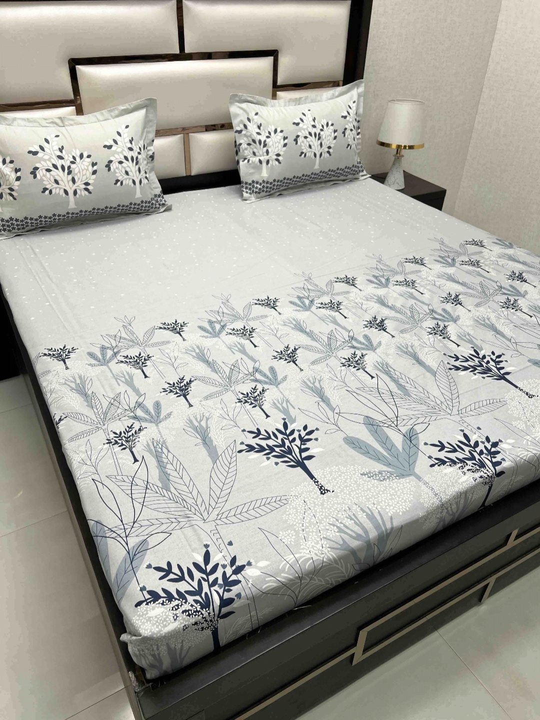 

Pure Decor Cotton King Size Double Bed Bedsheet With 2 Pillow Covers 2.74m X 2.74m, Grey