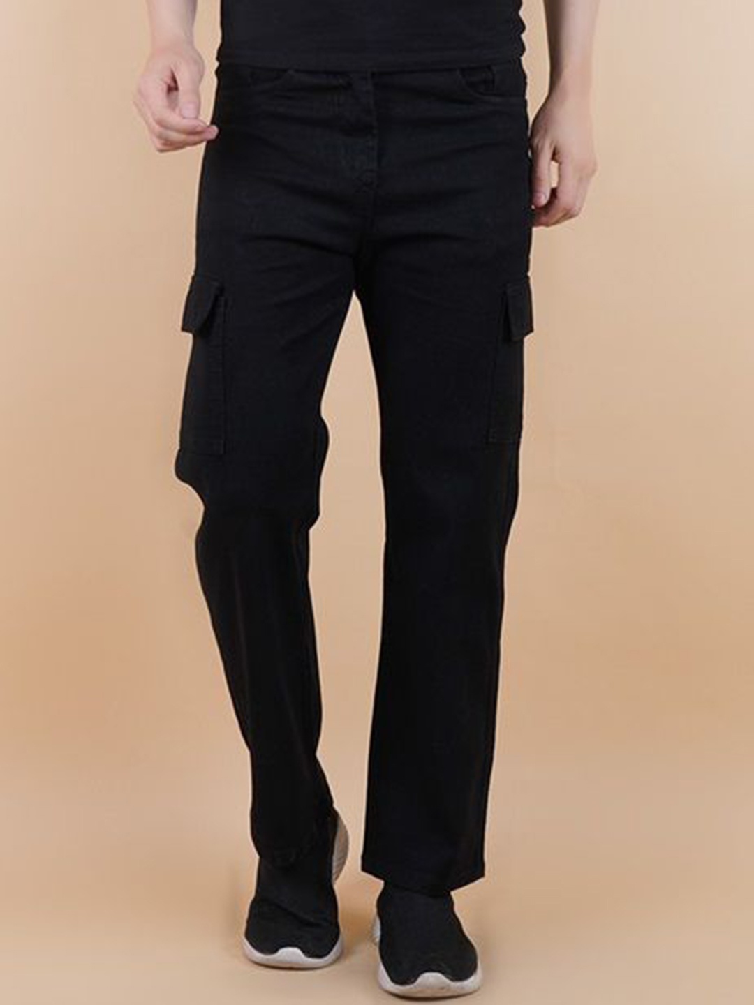 

COMFITS Men Classic Mid-Rise Cargo Styles Denim Jeans, Black