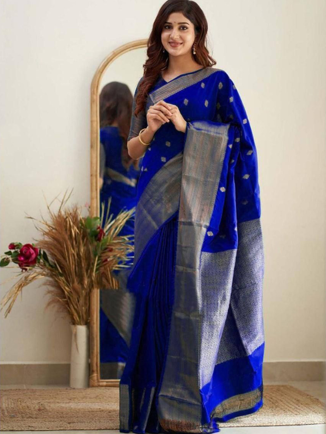

KALINI Woven Design Zari Banarasi Saree, Blue