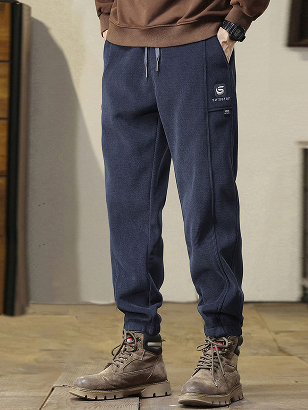 

StyleCast Men Pure Cotton Mid-Rise Joggers, Blue