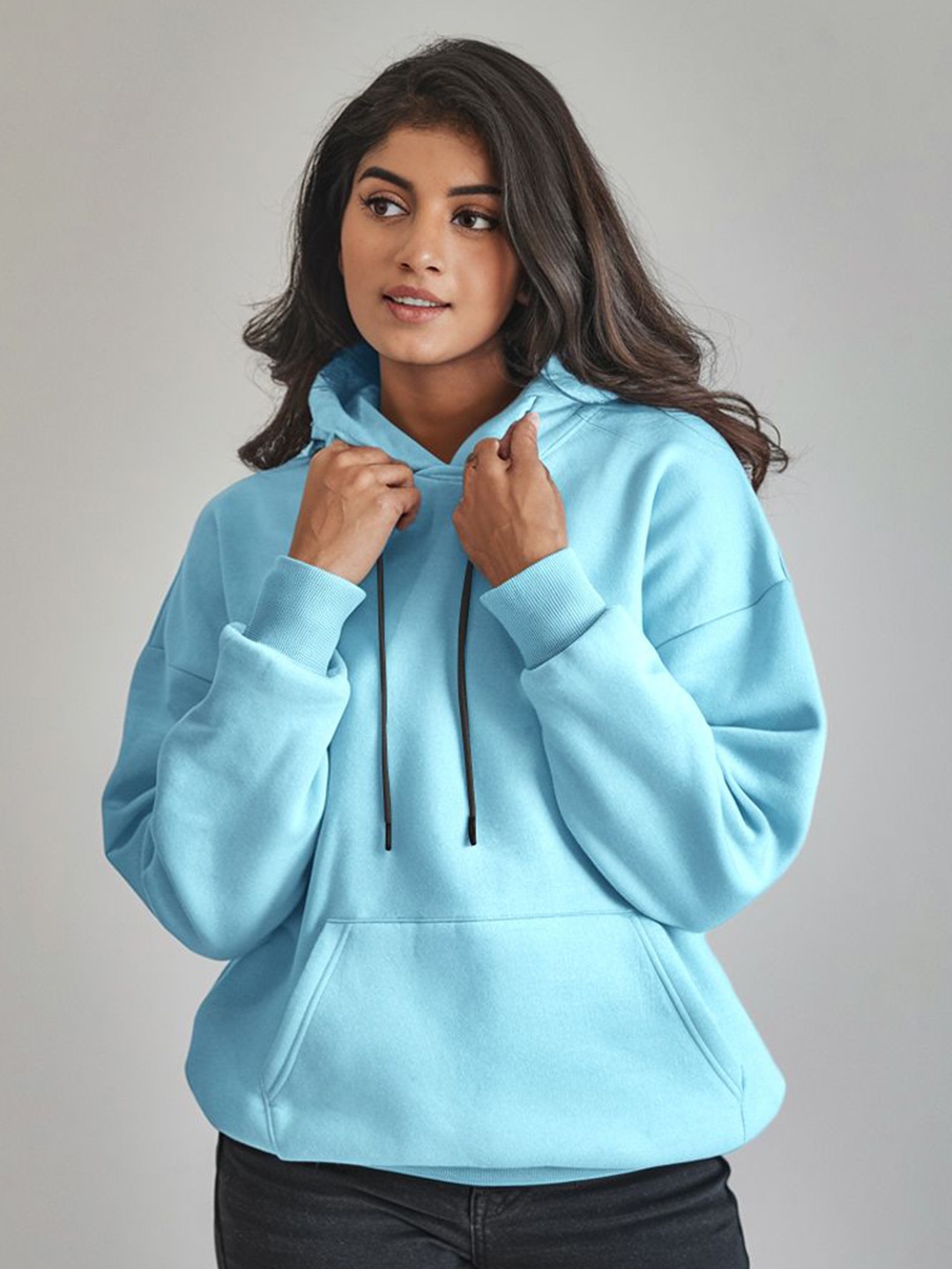 

FFLIRTYGO Women Hooded Sweatshirt, Turquoise blue