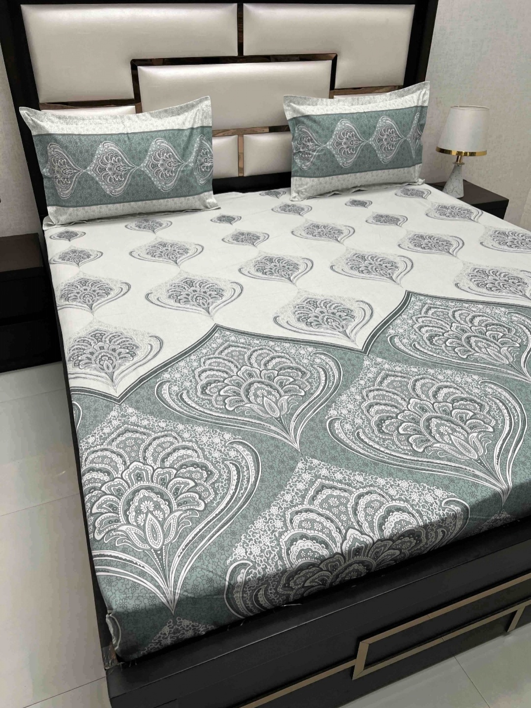 

Pure Decor Cotton King Size Double Bed Bedsheet With 2 Pillow Covers 2.74m X 2.74m, Grey