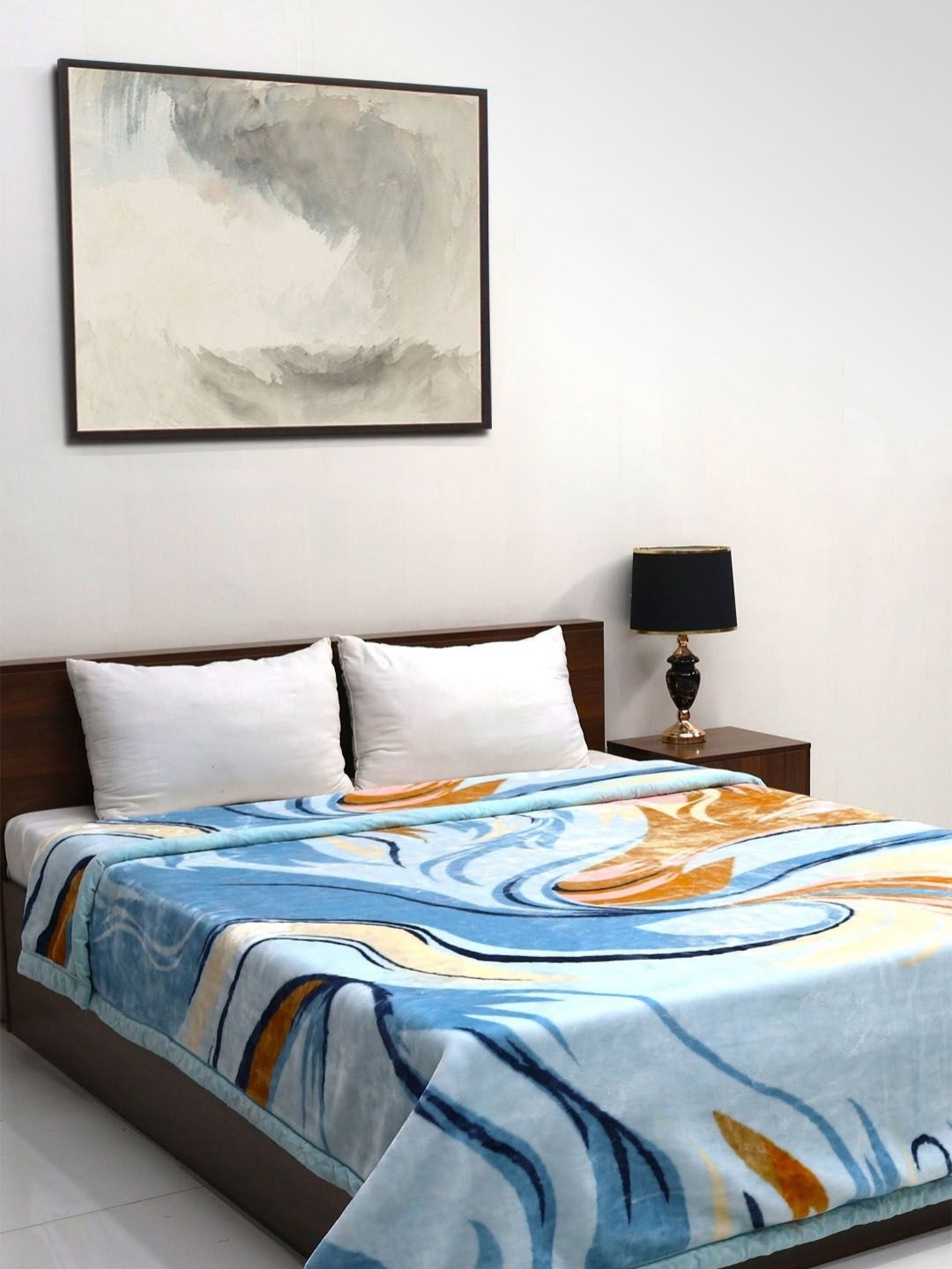 

Signature Plush Blue & Brown 760 GSM Heavy Winter Double Bed Blanket