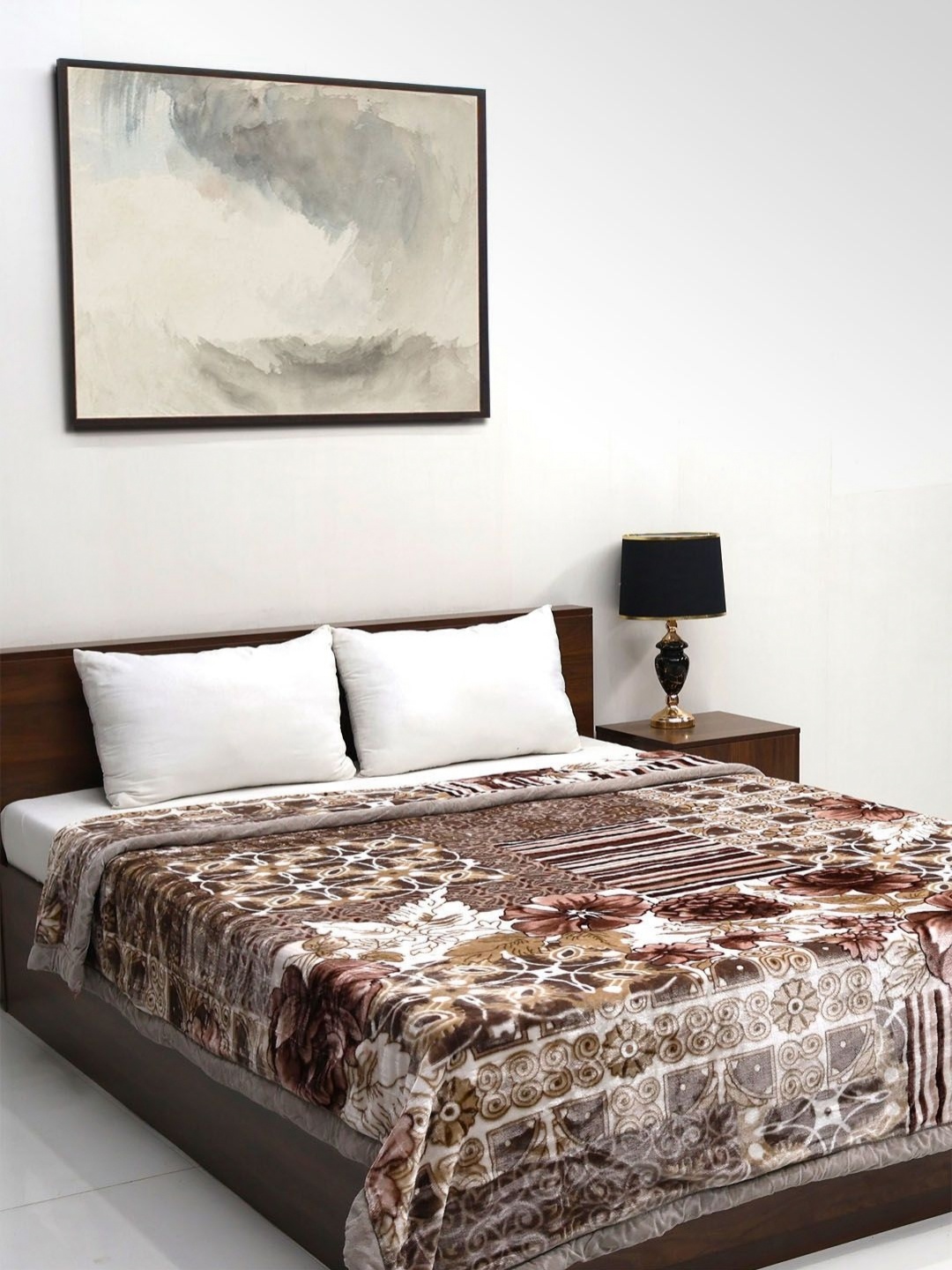 

Signature Plush Brown Floral 760 GSM Heavy Winter Double Bed Blanket