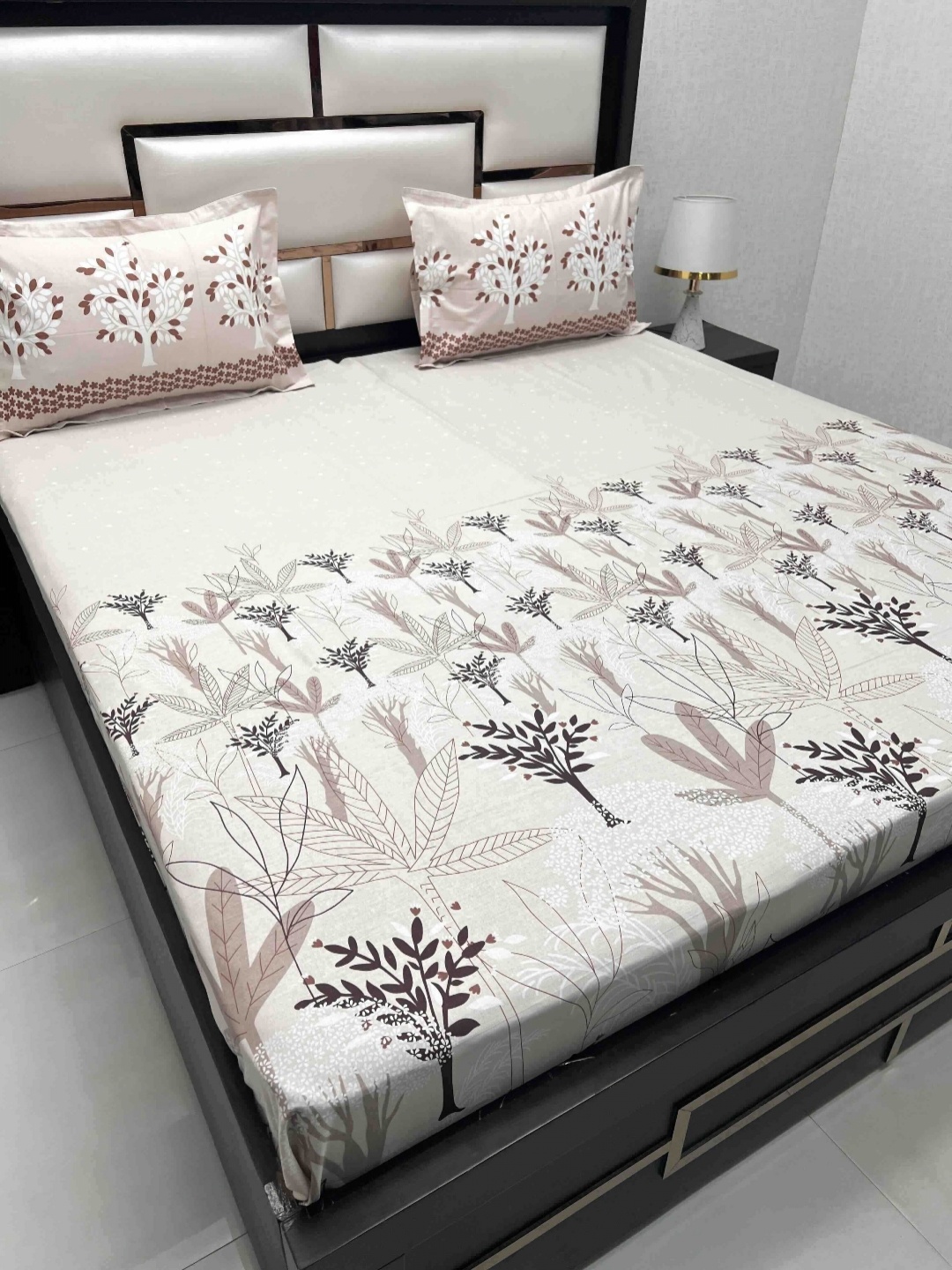 

Pure Decor Cotton King Size Double Bed Bedsheet With 2 Pillow Covers 2.74m X 2.74m, Brown