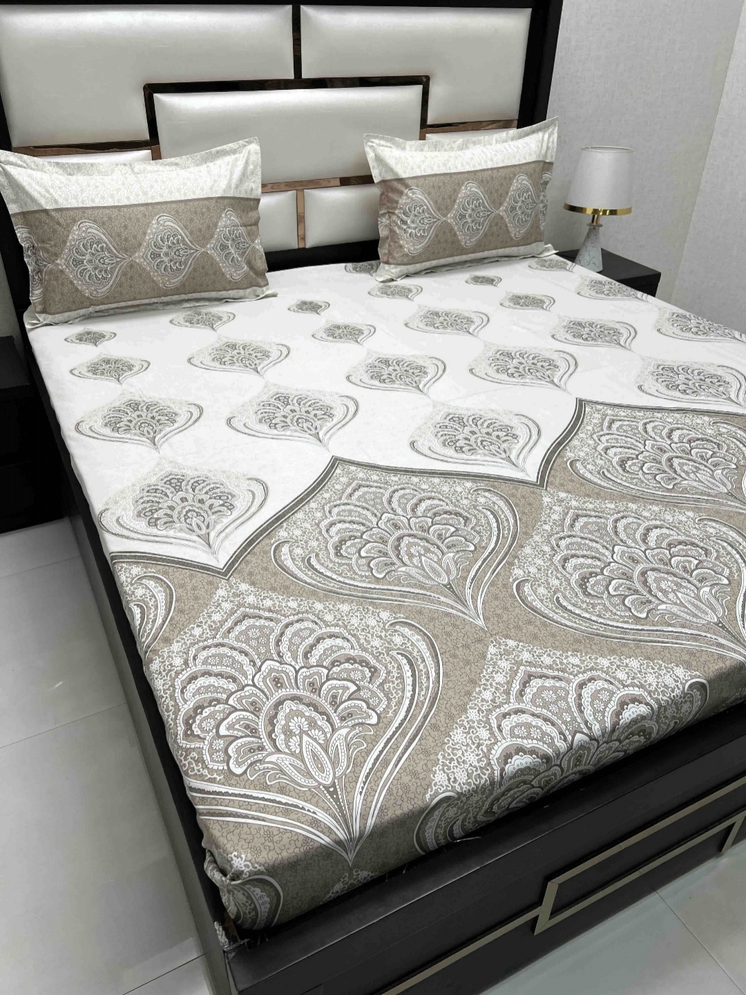 

Pure Decor Cotton King Size Double Bed Bedsheet With 2 Pillow Covers 2.74m X 2.74m, Brown