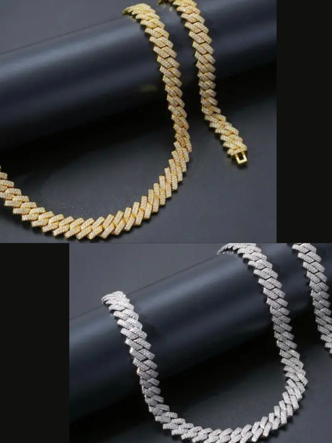

V FASHION JEWELLERY Pack Of 2 Gold-Plated Sterling Silver Cubic Zirconia Chains