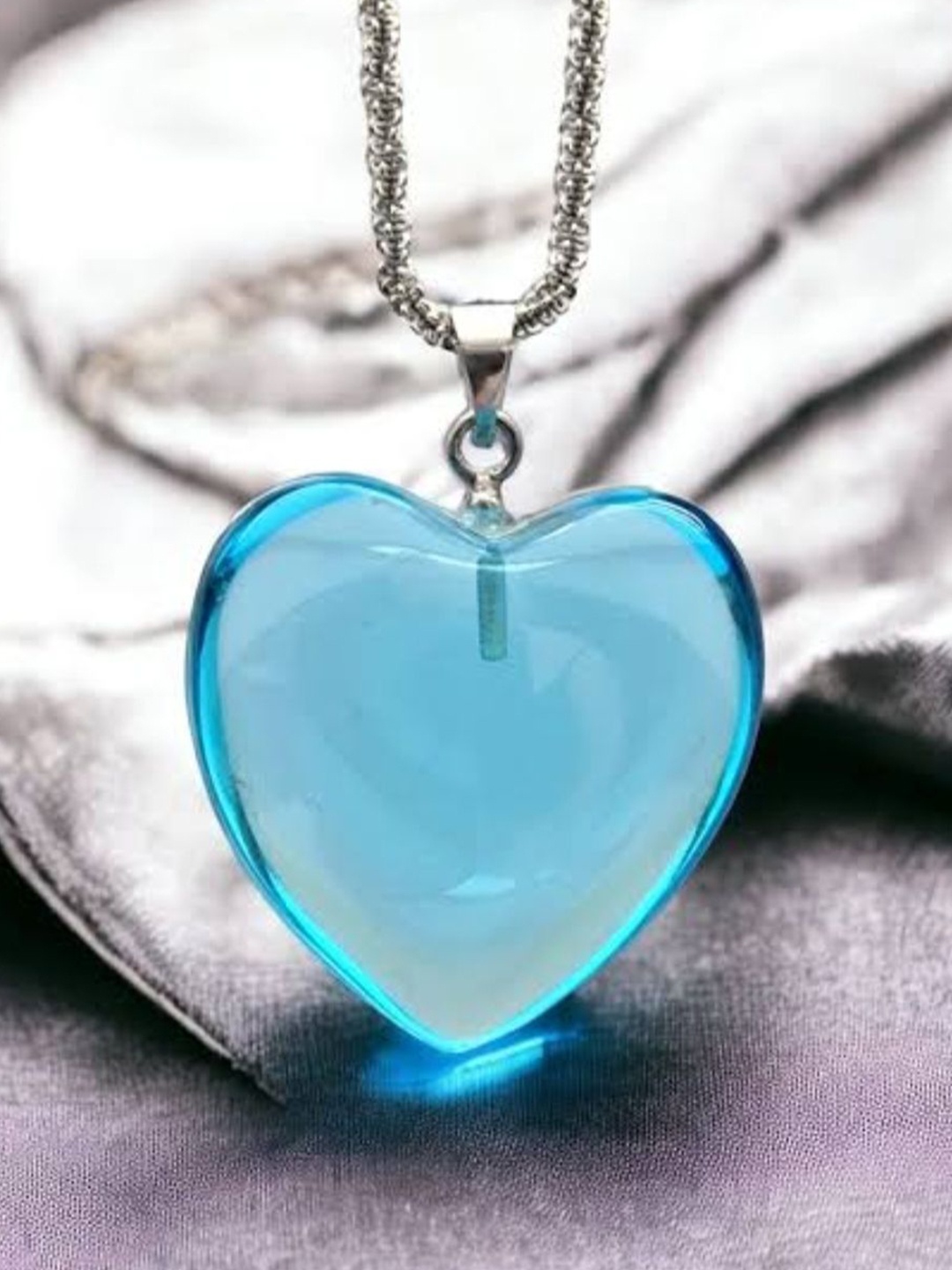 

V FASHION JEWELLERY Sterling Silver-Plated Crystal Heart Studded Pendant With Chain