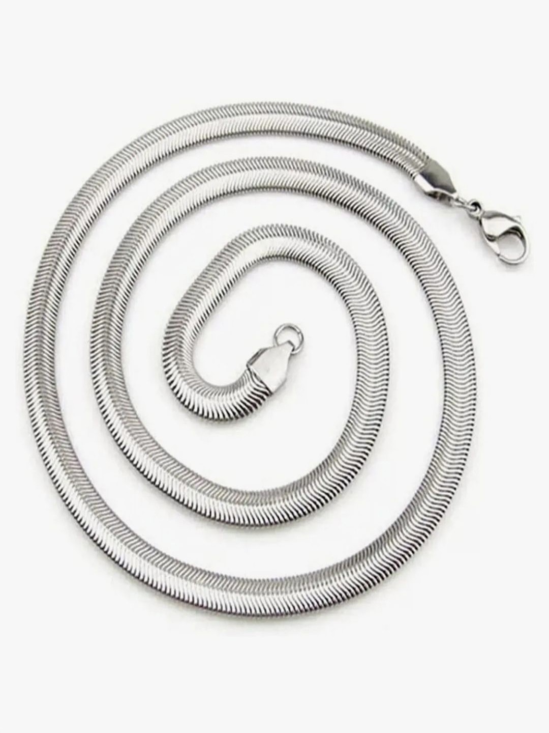 

V FASHION JEWELLERY Unisex Silver-Plated Flat Snake Stainless Steel Minimal Chain