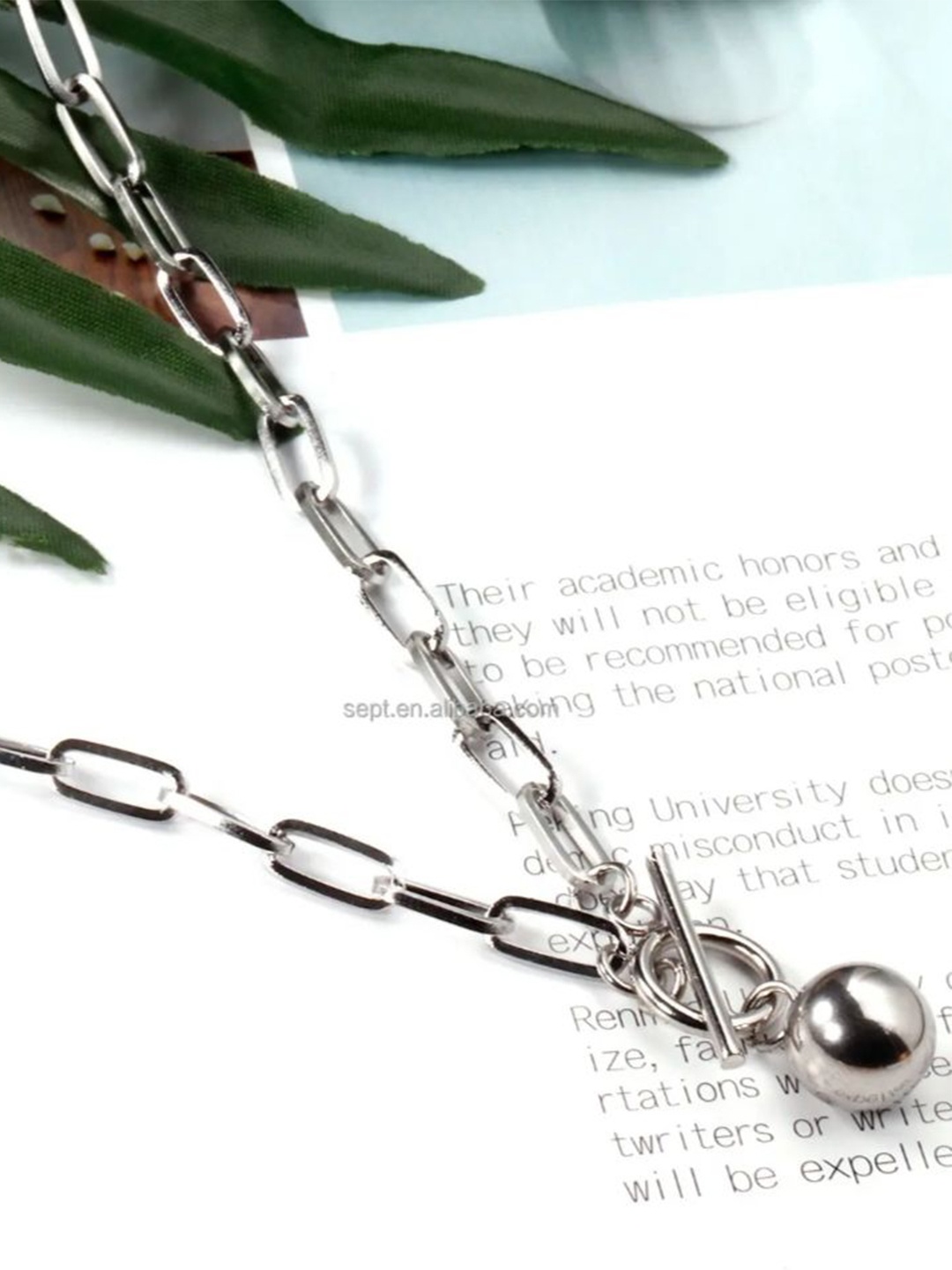 

V FASHION JEWELLERY Silver-Plated Stainless Steel Oxidised Chain