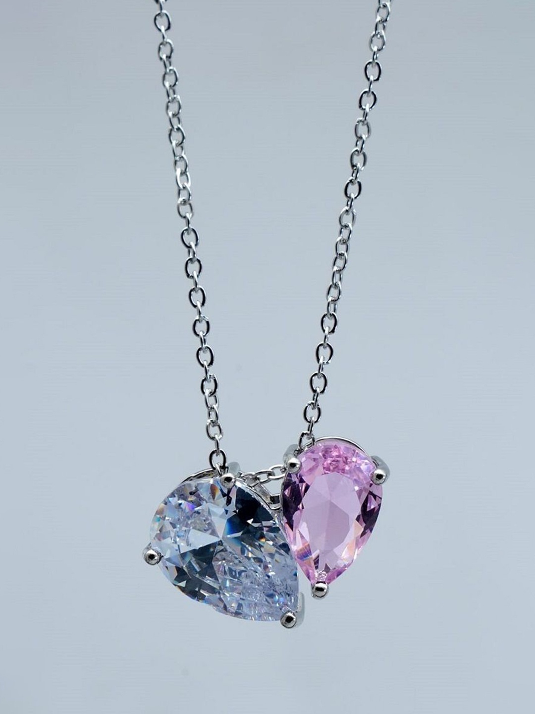

V FASHION JEWELLERY Silver-Plated CZ Stone Studded Chain