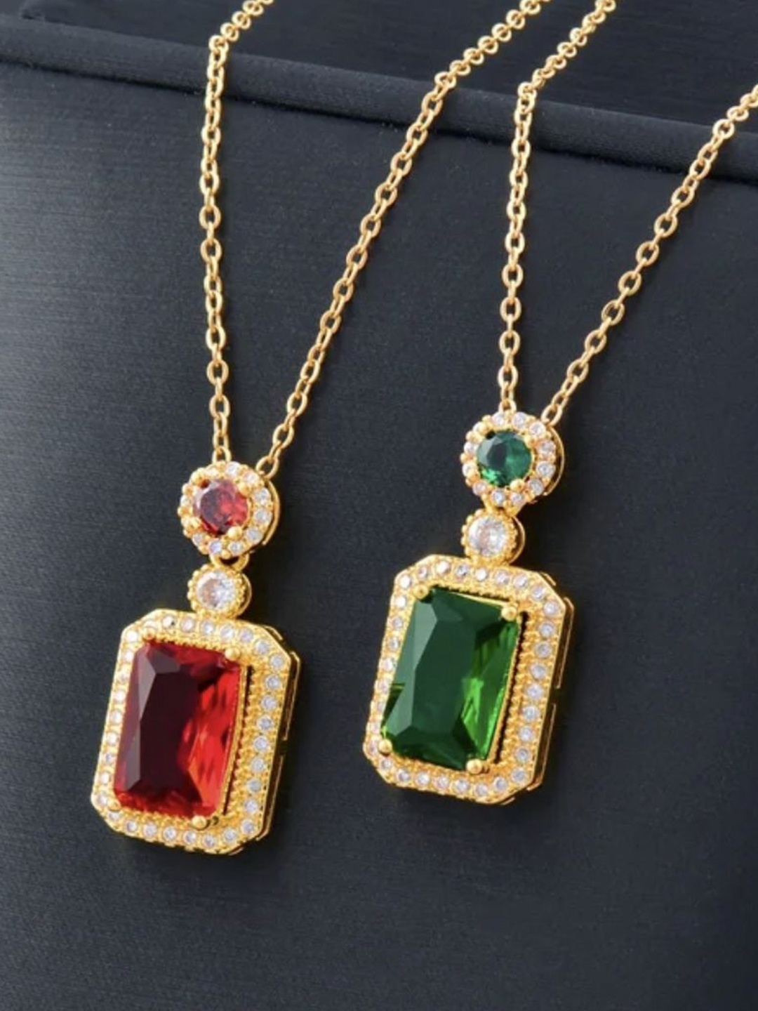 

V FASHION JEWELLERY Pack Of 2 Gold-Plated Cubic Zirconia Studded Chain