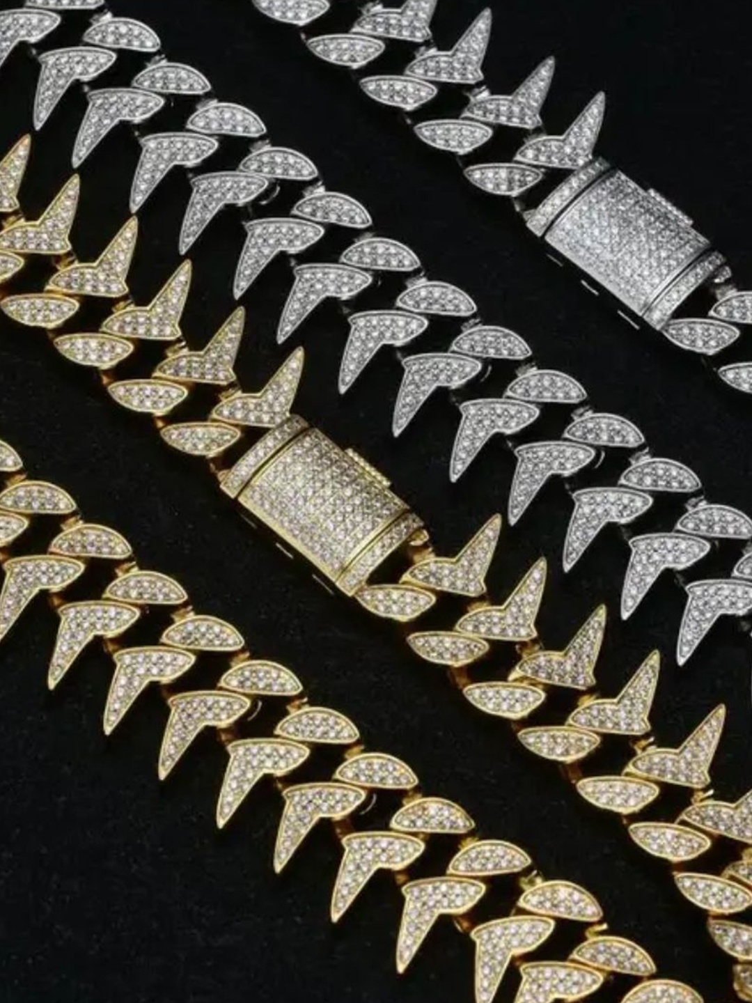 

V FASHION JEWELLERY Pack Of 2 Sterling Silver Cubic Zirconia Chains, Gold