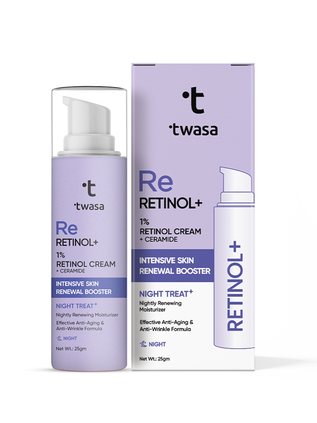 

Twasa 1% Retinol Night Cream With Ceramide For Intensive Skin Renewal Booster- 25 g, Lavender